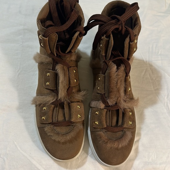 SALVATORE FERRAGAMO SOLDA SUEDE FUR SNEAKERS BOOTS - Picture 3 of 11